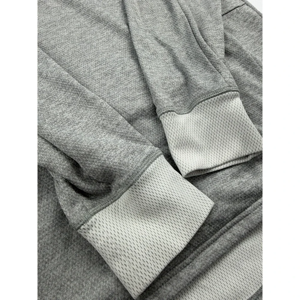 Adidas Hoodie Pullover Sweatshirt Gray White Colorblock‎ Fleece Lined Men's XL